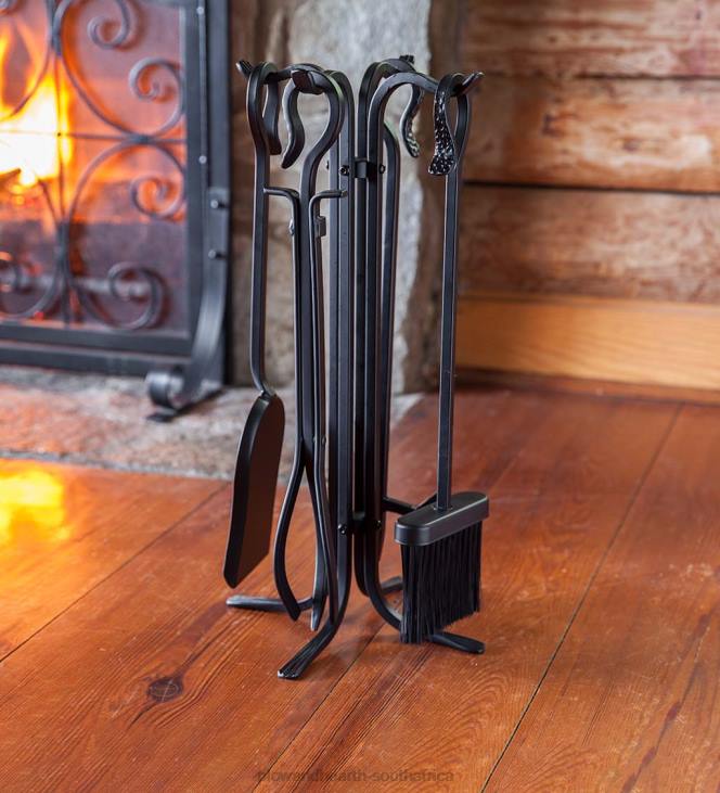 Fireplace Plow & Hearth Compact Size Hand-Forged Fireplace Tool Set - Black NFLB2720