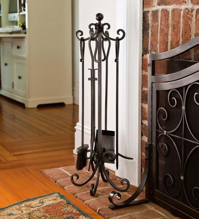 Fireplace Plow & Hearth Crest Fireplace Tool Set - Gold NFLB2728