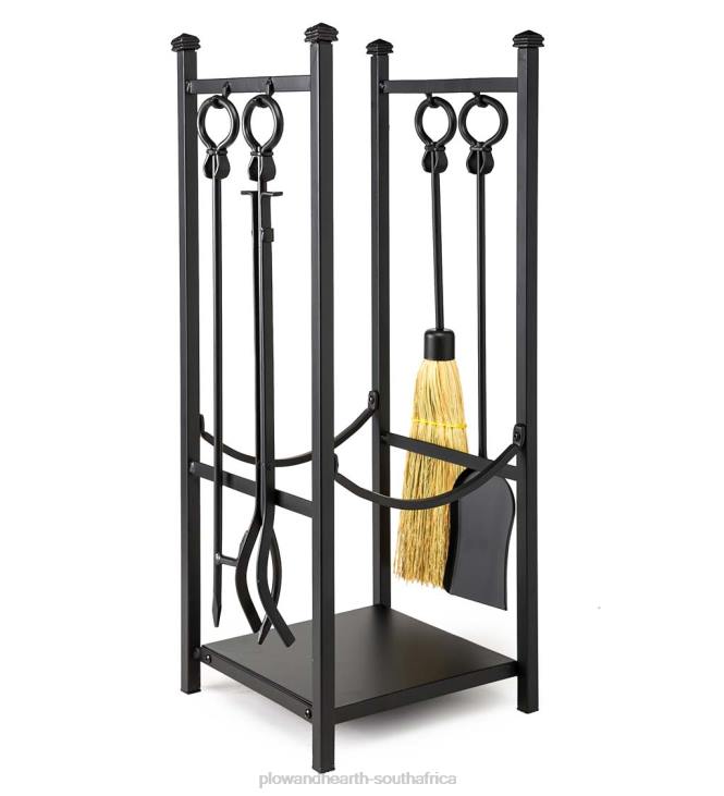 Fireplace Plow & Hearth Wood Rack With Fireplace Tools - Black NFLB2721