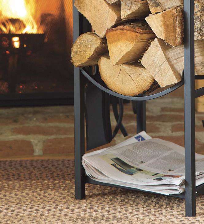 Fireplace Plow & Hearth Wood Rack With Fireplace Tools - Black NFLB2721