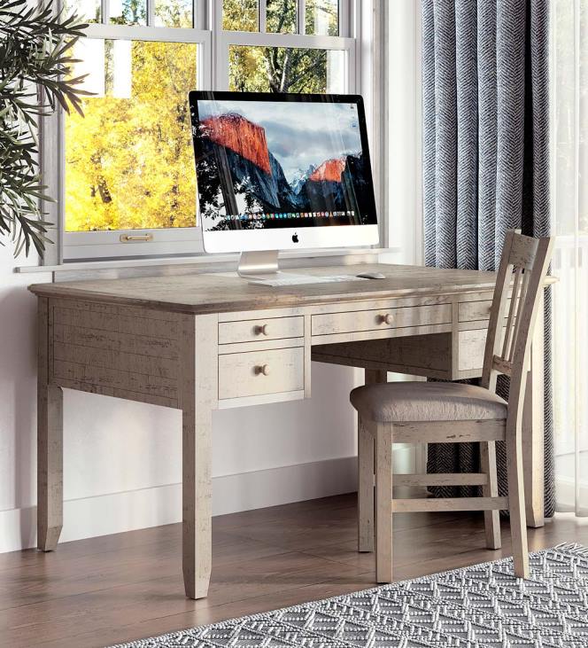 Furniture Plow & Hearth Chelsea Power Station Desk with USB Ports and Power Outlets - Scrimshaw Whitewash NFLB2121