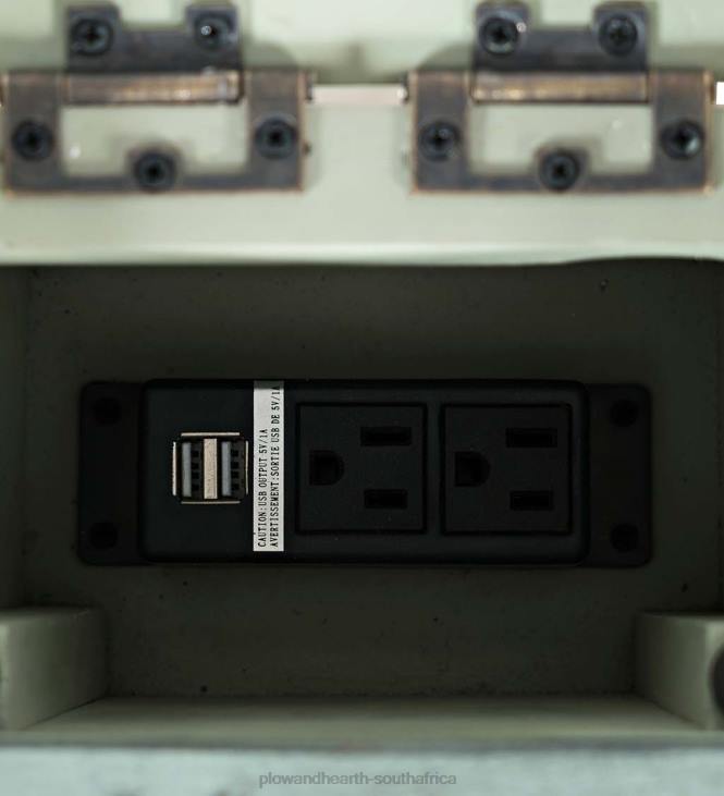 Furniture Plow & Hearth Chelsea Power Station Desk with USB Ports and Power Outlets - Scrimshaw Whitewash NFLB2121