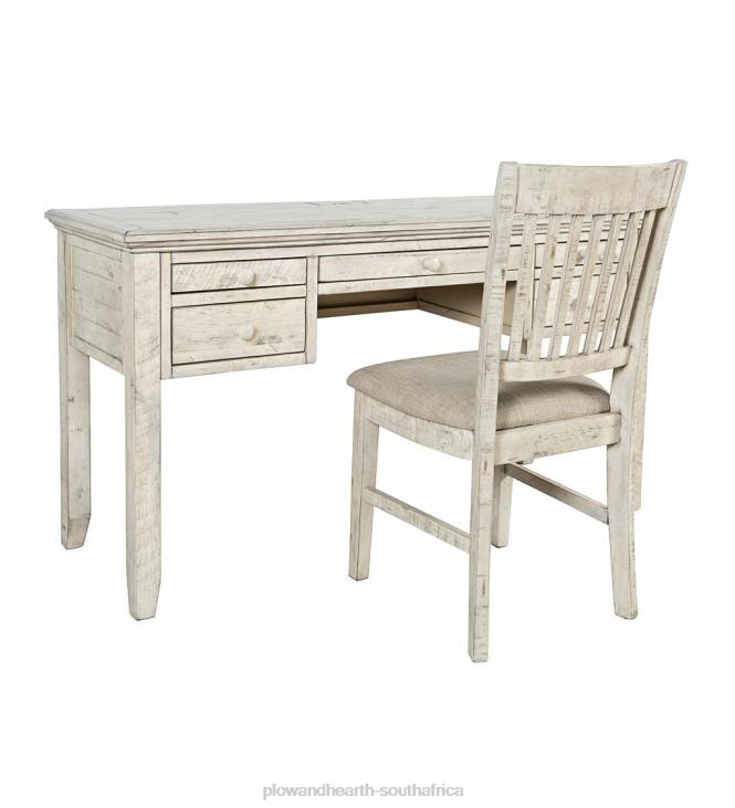 Furniture Plow & Hearth Chelsea Power Station Desk with USB Ports and Power Outlets - Scrimshaw Whitewash NFLB2121