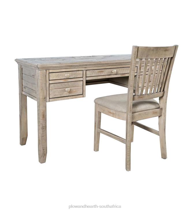 Furniture Plow & Hearth Chelsea Power Station Desk with USB Ports and Power Outlets - Scrimshaw Whitewash NFLB2121