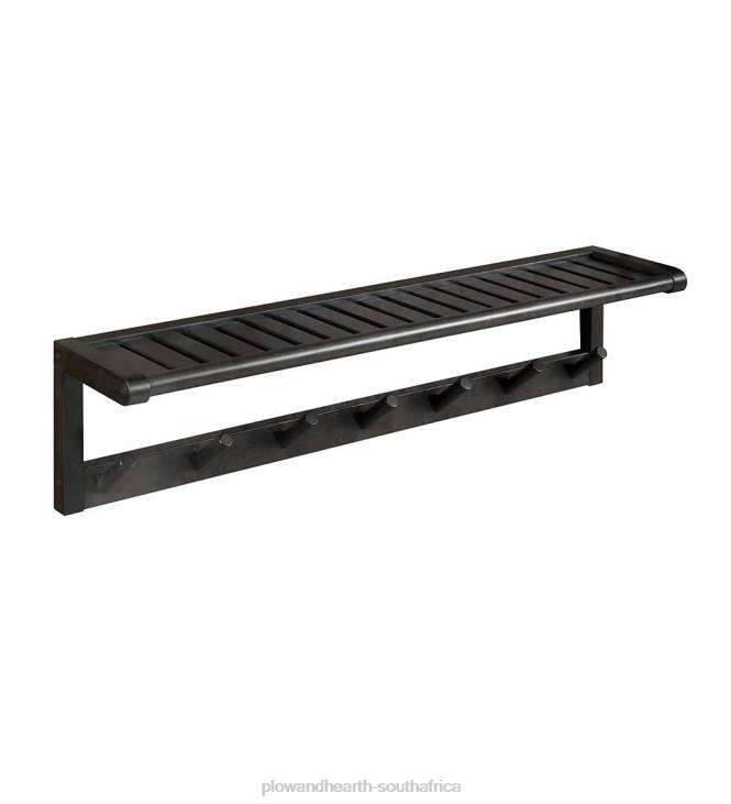 Furniture Plow & Hearth Farmhouse Wall-Mount Wood Coat Rack with Pegs and Top Shelf - White NFLB2136