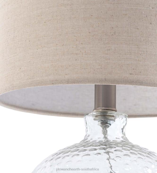 Furniture Plow & Hearth Textured Bubble Glass Table Lamp with Beige Linen Shade NFLB2131