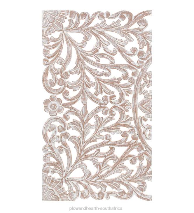 Furniture Plow & Hearth Three Panel White Washed Floral Wall Art NFLB2134