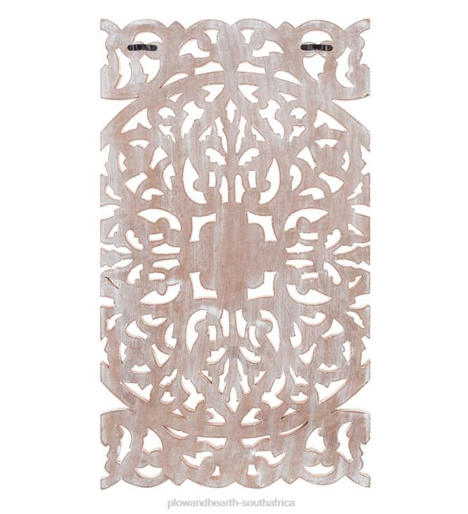 Furniture Plow & Hearth Three Panel White Washed Floral Wall Art NFLB2134