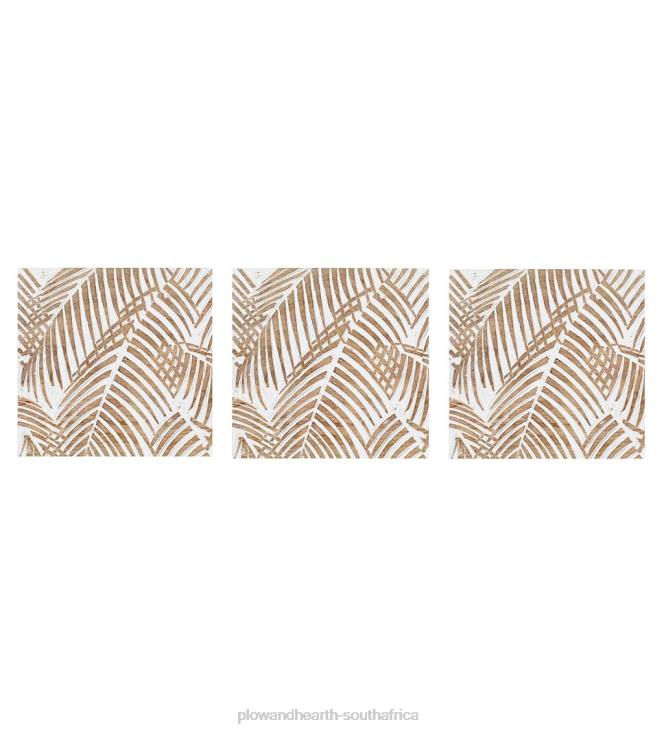 Furniture Plow & Hearth Three Panel White Washed Tropical Wall Art NFLB2132