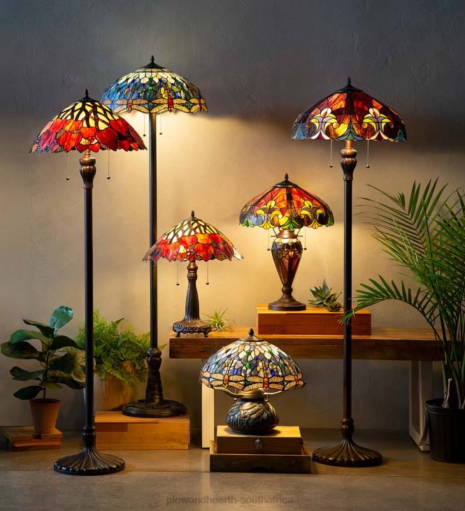 Furniture Plow & Hearth Tiffany Style Stained Glass Table Lamp NFLB2128