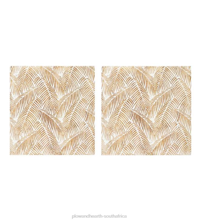 Furniture Plow & Hearth Two Panel White Washed Tropical Wall Art NFLB2133