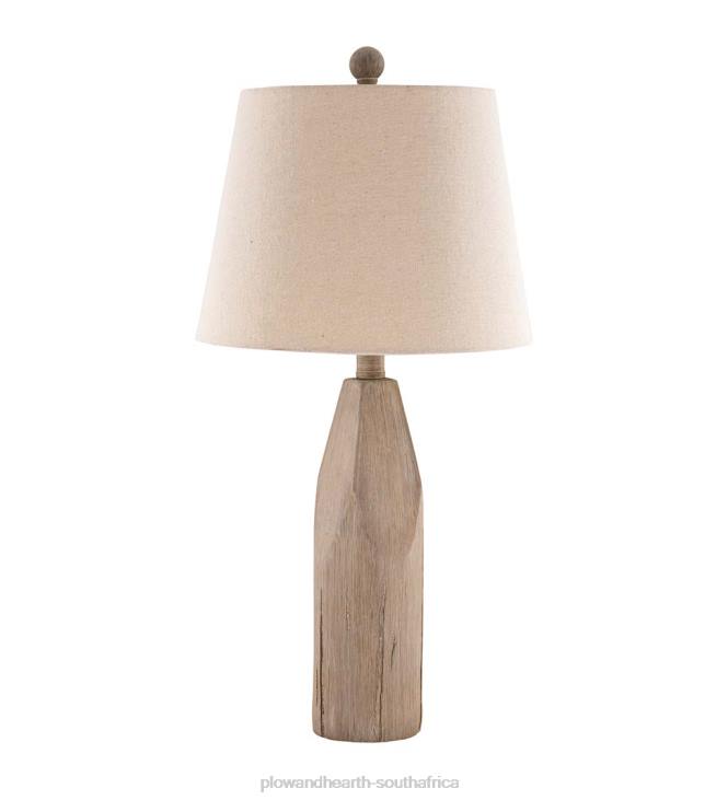 Furniture Plow & Hearth Weathered Wood Table Lamp with Natural Linen Shade NFLB2125