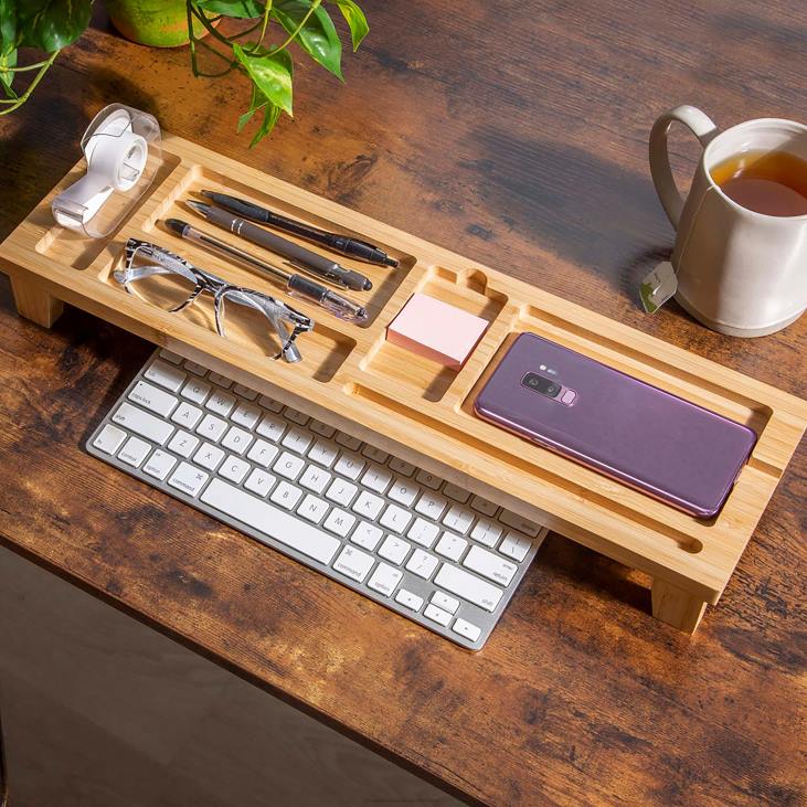 Furniture Plow & Hearth Wood Over the Keyboard Desk Organizer NFLB2127