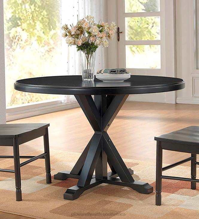 Furniture Plow & Hearth 48Round Trestle Dining Table - Antique Black NFLB2098