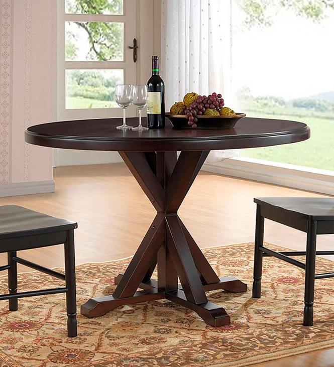 Furniture Plow & Hearth 48Round Trestle Dining Table - Antique Black NFLB2098