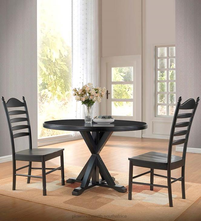 Furniture Plow & Hearth 48Round Trestle Dining Table - Antique Black NFLB2098