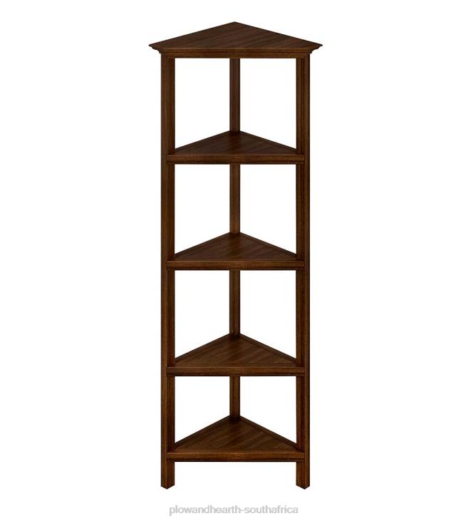 Furniture Plow & Hearth Farmhouse Four-Shelf Corner Bookcase - Washed Gray NFLB2100