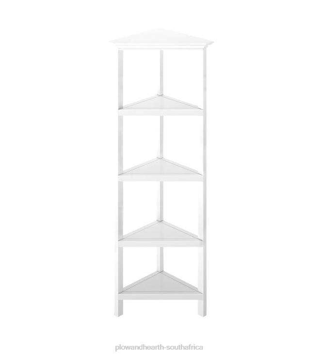 Furniture Plow & Hearth Farmhouse Four-Shelf Corner Bookcase - Washed Gray NFLB2100