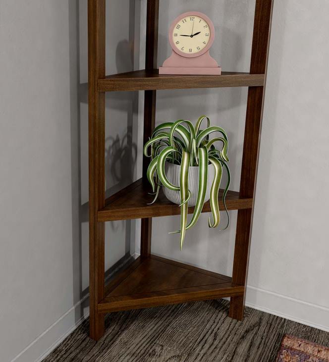 Furniture Plow & Hearth Farmhouse Four-Shelf Corner Bookcase - Washed Gray NFLB2100