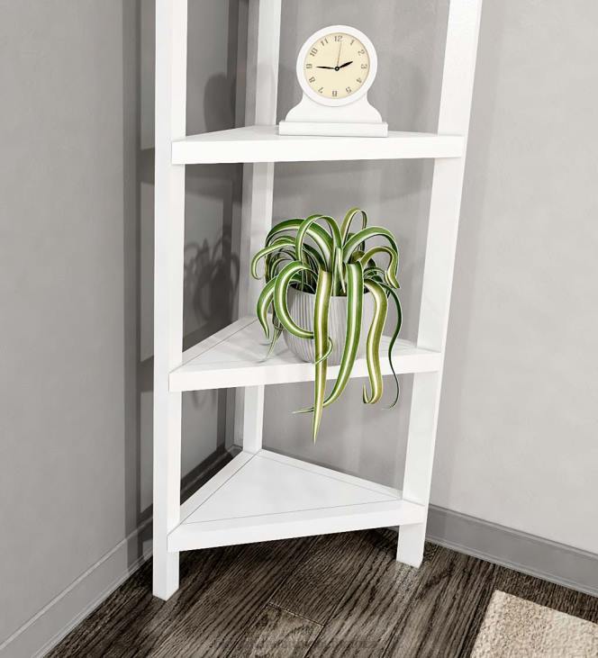Furniture Plow & Hearth Farmhouse Four-Shelf Corner Bookcase - Washed Gray NFLB2100