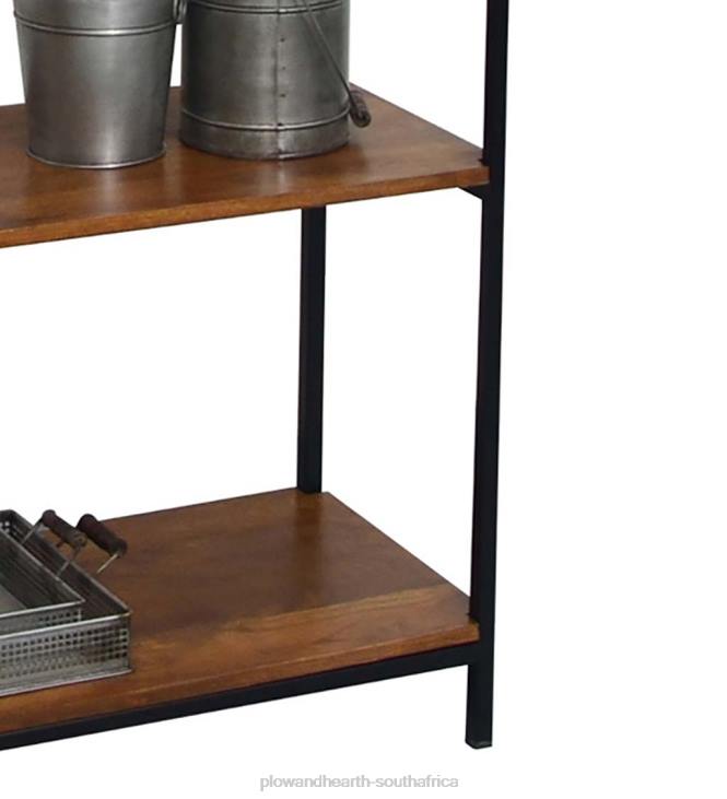 Furniture Plow & Hearth 72 -High Five-Shelf Wood and Metal Bookcase - Chestnut NFLB2113
