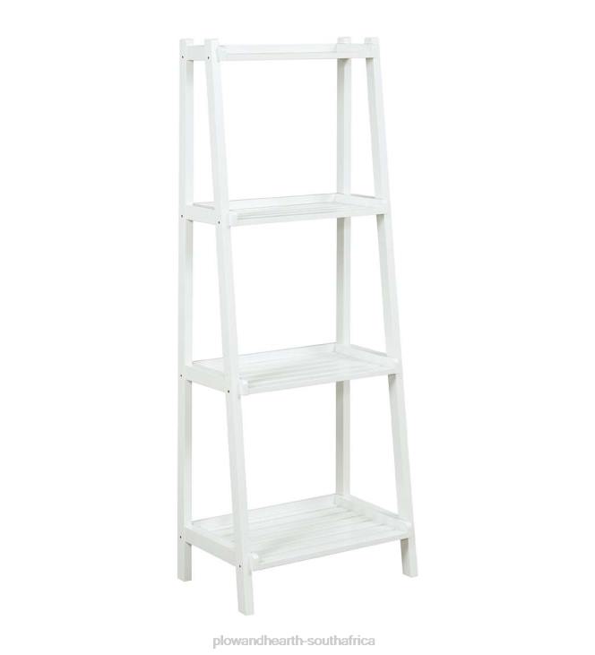Furniture Plow & Hearth Farmhouse 4-Tier Wooden Leaning Ladder Shelf - White NFLB2119