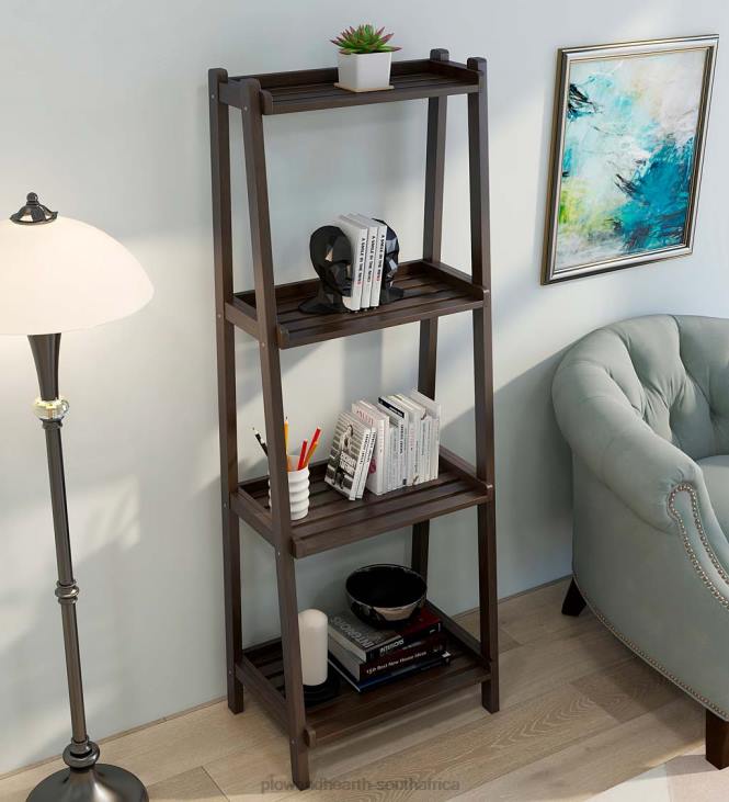 Furniture Plow & Hearth Farmhouse 4-Tier Wooden Leaning Ladder Shelf - White NFLB2119