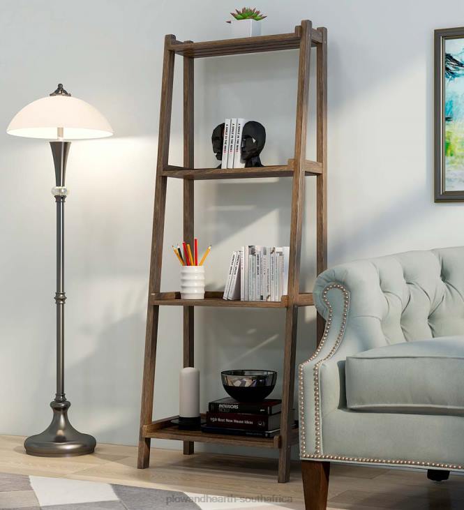 Furniture Plow & Hearth Farmhouse 4-Tier Wooden Leaning Ladder Shelf - White NFLB2119