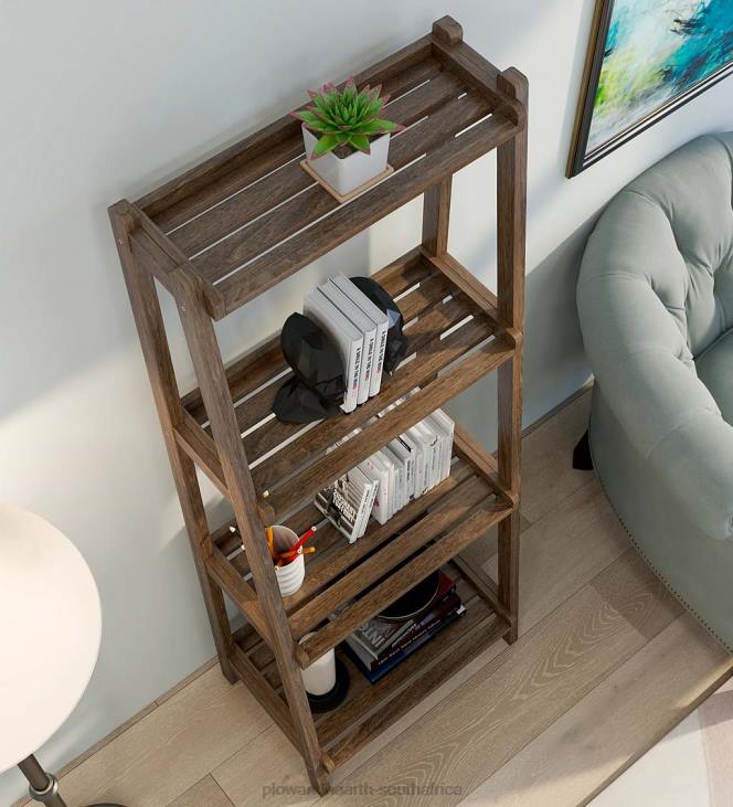 Furniture Plow & Hearth Farmhouse 4-Tier Wooden Leaning Ladder Shelf - White NFLB2119