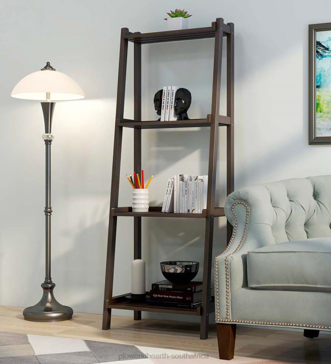 Furniture Plow & Hearth Farmhouse 4-Tier Wooden Leaning Ladder Shelf - White NFLB2119