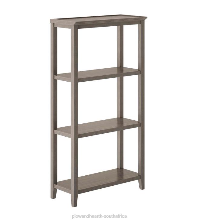 Furniture Plow & Hearth Farmhouse Three-Shelf Tall Bookcase Storage Rack - Washed Gray NFLB2118