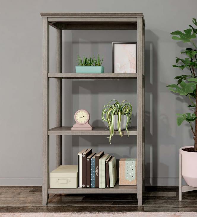 Furniture Plow & Hearth Farmhouse Three-Shelf Tall Bookcase Storage Rack - Washed Gray NFLB2118