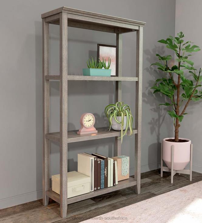 Furniture Plow & Hearth Farmhouse Three-Shelf Tall Bookcase Storage Rack - Washed Gray NFLB2118
