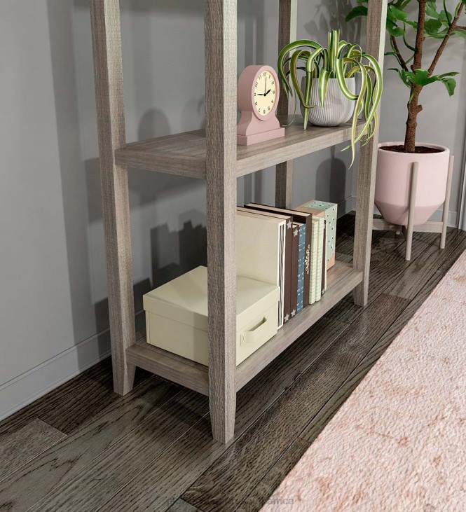 Furniture Plow & Hearth Farmhouse Three-Shelf Tall Bookcase Storage Rack - Washed Gray NFLB2118