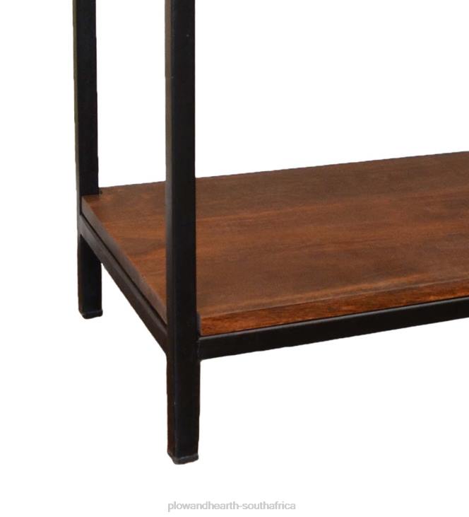 Furniture Plow & Hearth 30High Three-Shelf Wood and Metal Bookcase/Console - Chestnut NFLB1995