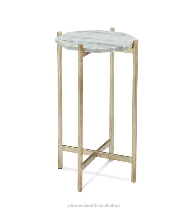 Furniture Plow & Hearth Art Deco Marble Side Table - Silver NFLB1997