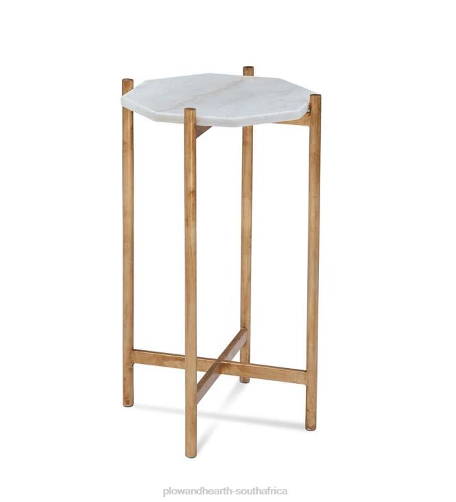 Furniture Plow & Hearth Art Deco Marble Side Table - Silver NFLB1997