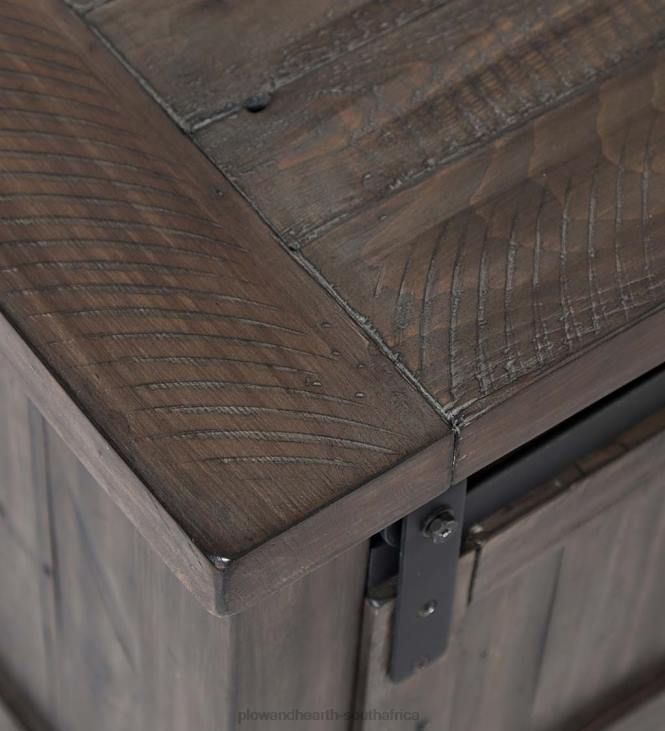 Furniture Plow & Hearth Cape Charles Reclaimed Barnwood Coffee/Cocktail Table with Sliding Barn Doors - Barnwood NFLB2018