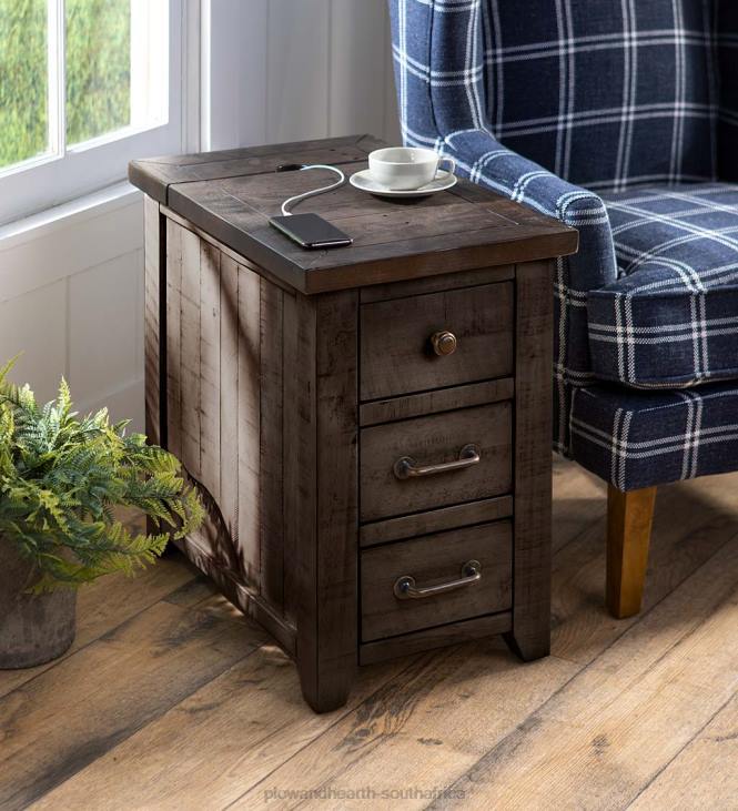 Furniture Plow & Hearth Cape Charles Reclaimed Barnwood Power Station Side Table with USB Ports - Barnwood NFLB1988