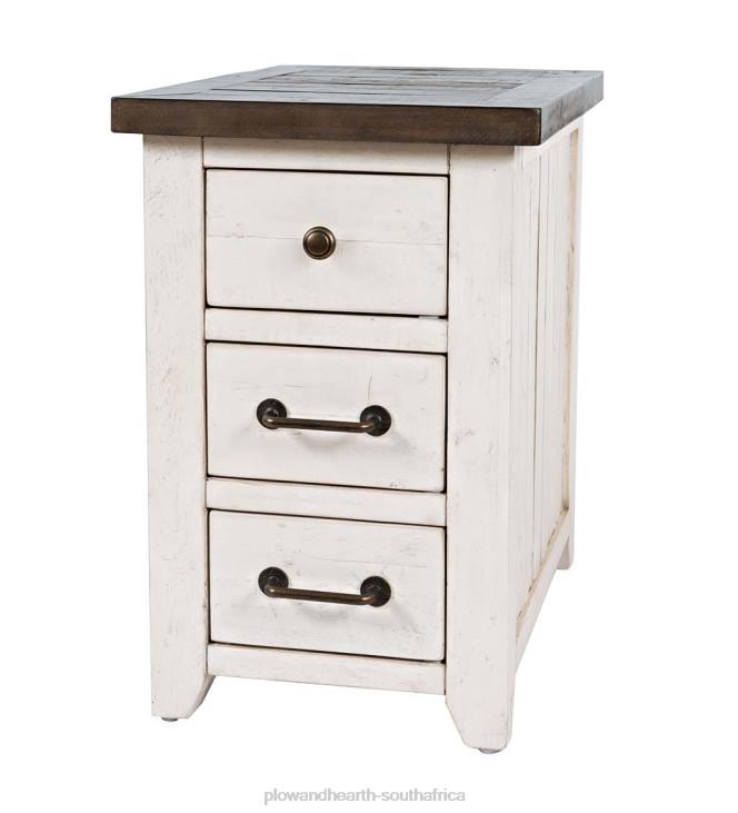 Furniture Plow & Hearth Cape Charles Reclaimed Wood Power Station Side Table with USB Ports - White NFLB1987