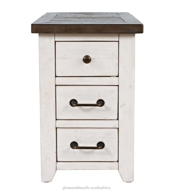 Furniture Plow & Hearth Cape Charles Reclaimed Wood Power Station Side Table with USB Ports - White NFLB1987