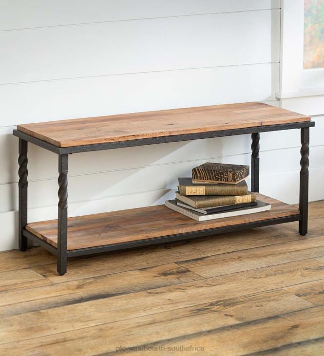 Furniture Plow & Hearth Deep Creek Bench/Table with Metal Frame and Rustic Wood NFLB1975