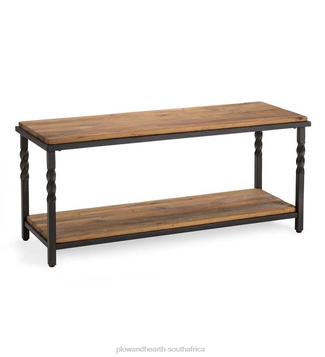 Furniture Plow & Hearth Deep Creek Bench/Table with Metal Frame and Rustic Wood NFLB1975