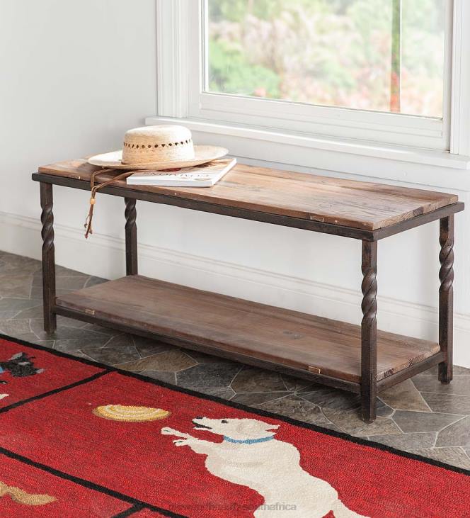 Furniture Plow & Hearth Deep Creek Bench/Table with Metal Frame and Rustic Wood NFLB1975