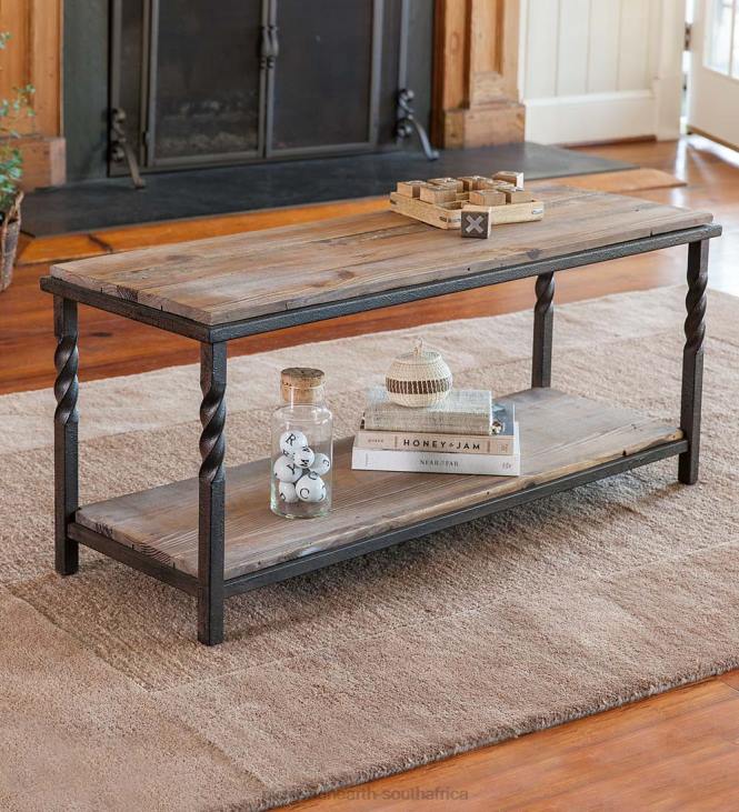 Furniture Plow & Hearth Deep Creek Bench/Table with Metal Frame and Rustic Wood NFLB1975