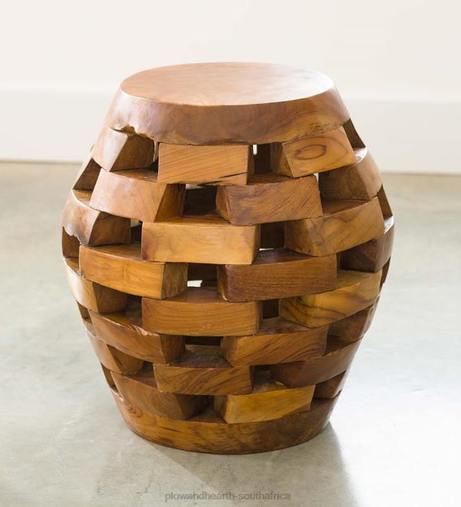 Furniture Plow & Hearth Habini Teak Oval Puzzle Stool NFLB2005