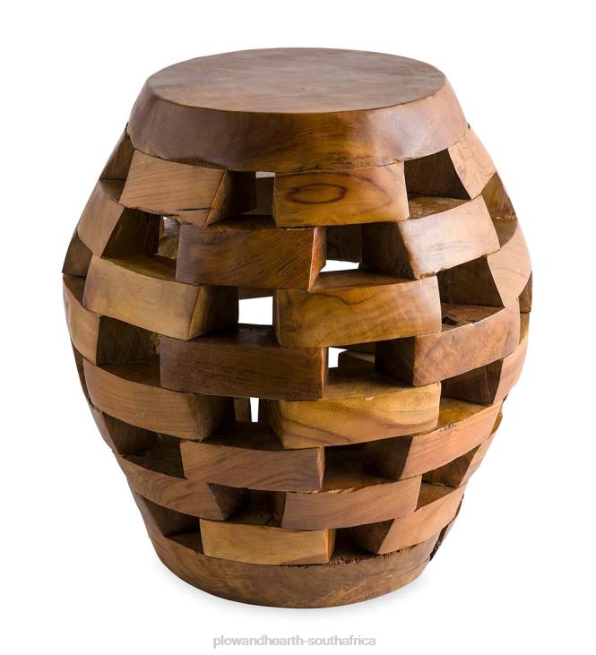 Furniture Plow & Hearth Habini Teak Oval Puzzle Stool NFLB2005