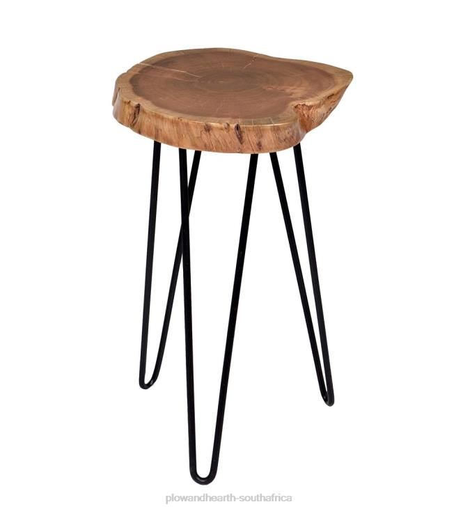 Furniture Plow & Hearth Live Edge Acacia Wood Accent Table with Hairpin Legs - Gold NFLB2000