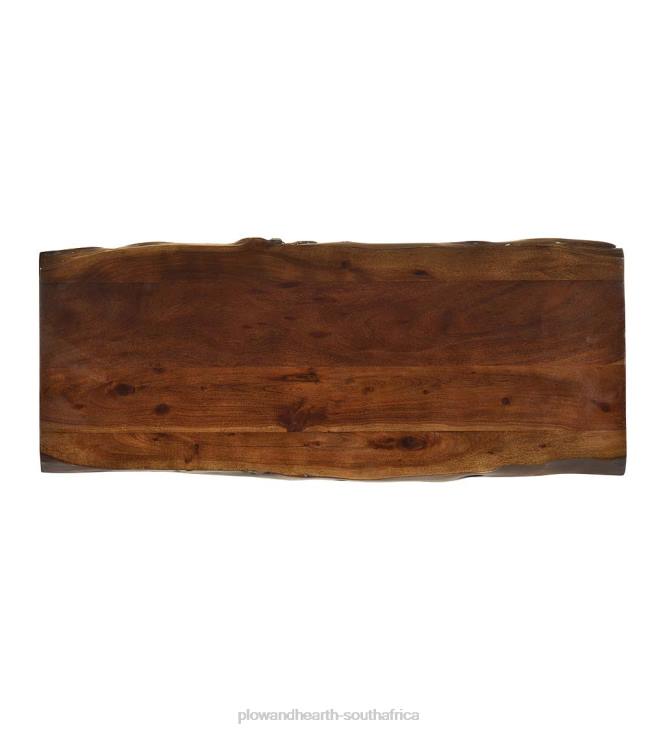 Furniture Plow & Hearth Live Edge Acacia Wood Bench/Table with Hairpin Legs - Black NFLB2011