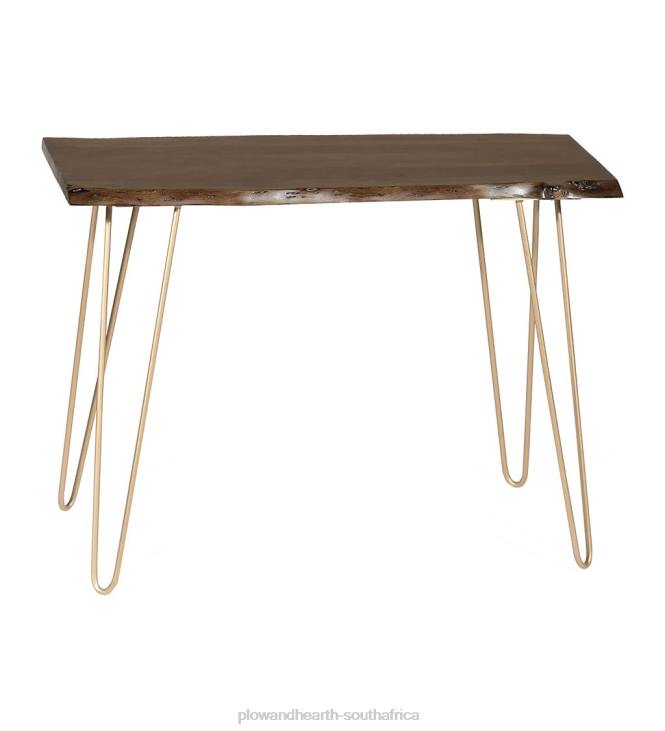 Furniture Plow & Hearth Live Edge Acacia Wood Console Table with Hairpin Legs - Black NFLB2006